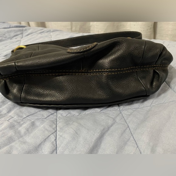 Fossil Black Super Soft Leather Modern Cargo Flap Shoulder Bag Purse - Picture 8 of 8